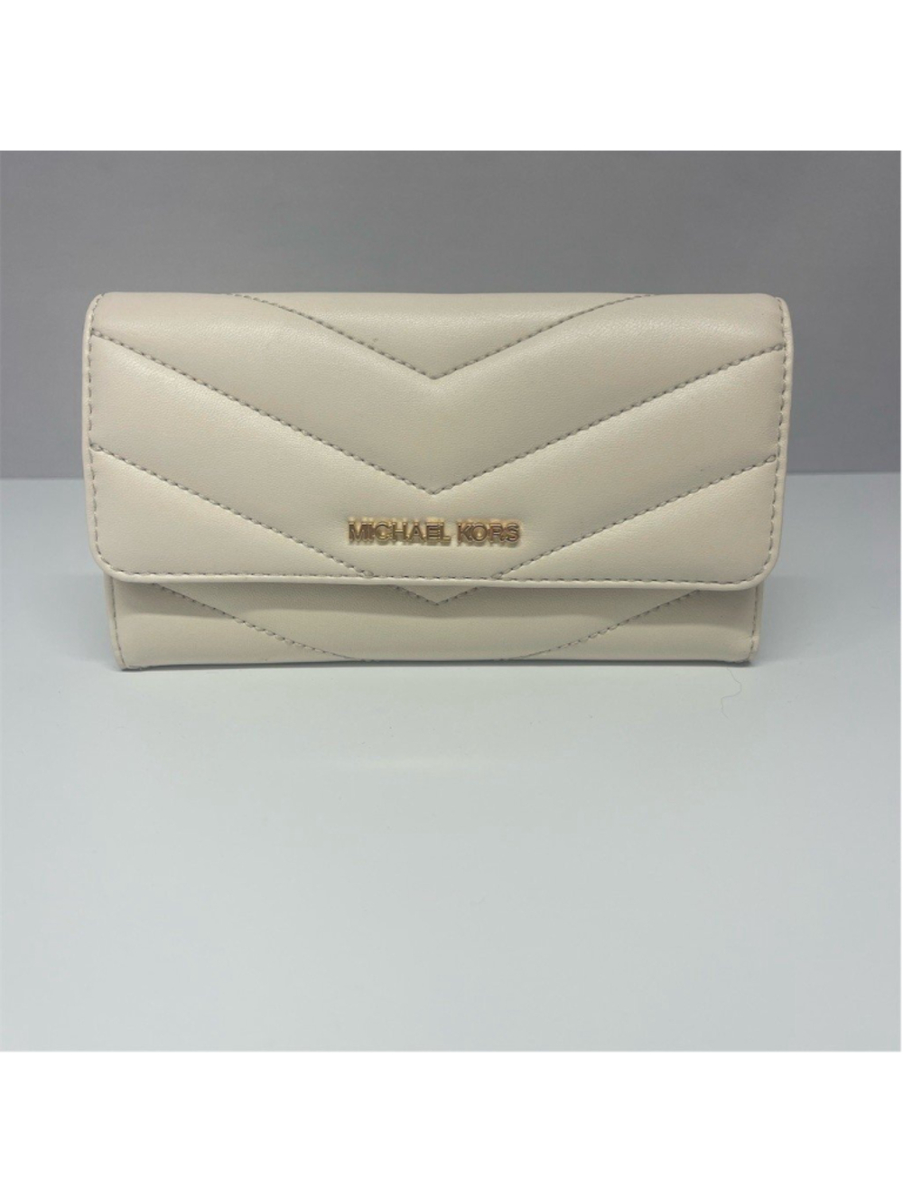 Michael Kors Large Quilted Trifold Wallet Light Cream